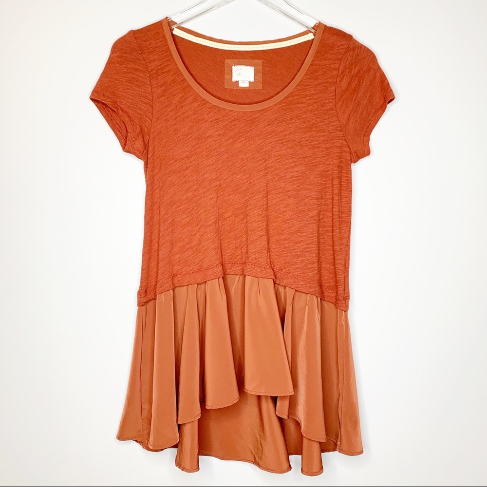 Anthro Postmark Orange West End Mixed Media Top XS - Picture 2 of 6